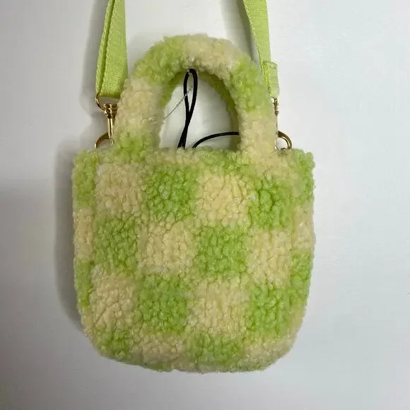 UGG Maribel Mini Sherpa Bag Crossbody Green Checkered - Picture 4 of 9
